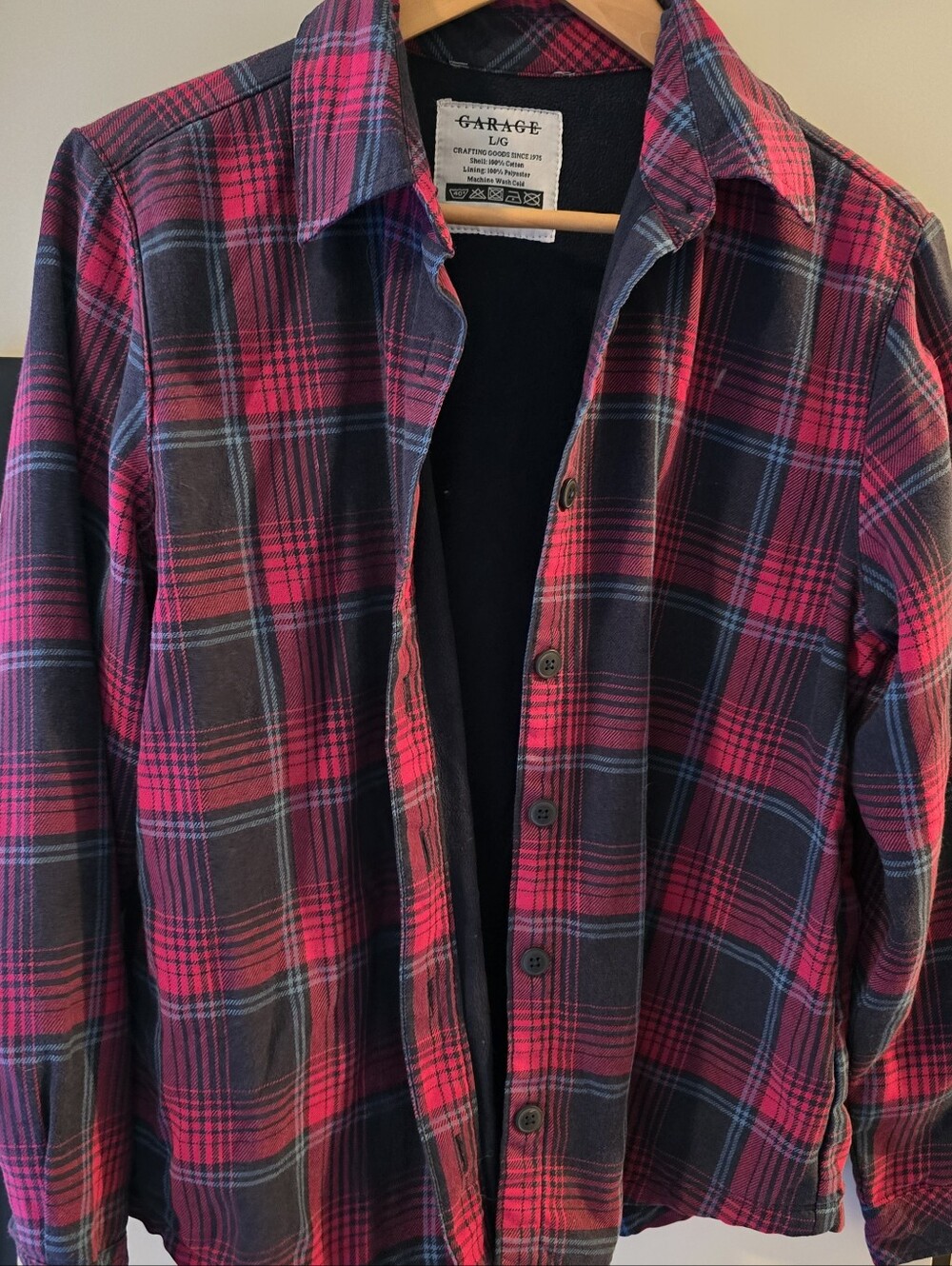 Garage Red and Black Plaid Button-Down Shirt